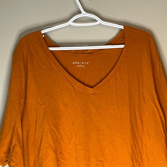 Ava & Viv Orange V-Neck T-Shirt Size 4X - Picture 6 of 13